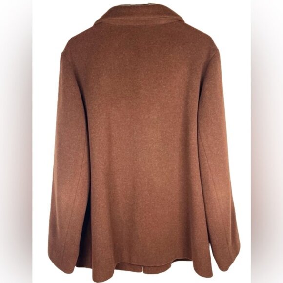 EILEEN FISHER Italian Fabric 100% WOOL Mock Neck FullZip Coat Jacket Pockets XL - Picture 2 of 14